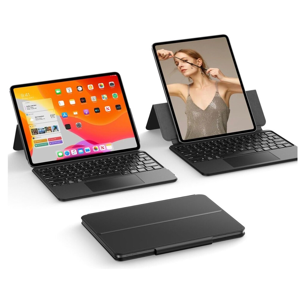 MAGIC JOHN iPad Case Keyboard 11" Wireless Trackpad 7-Color Backlit Black NEW